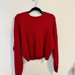 Hollister Red Knit Boxy Cropped Sweater